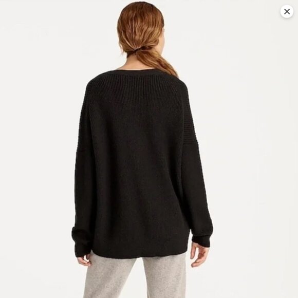 J.Crew V-Neck Cashmere Cotton-Blend Cardigan – Black - Picture 2 of 12